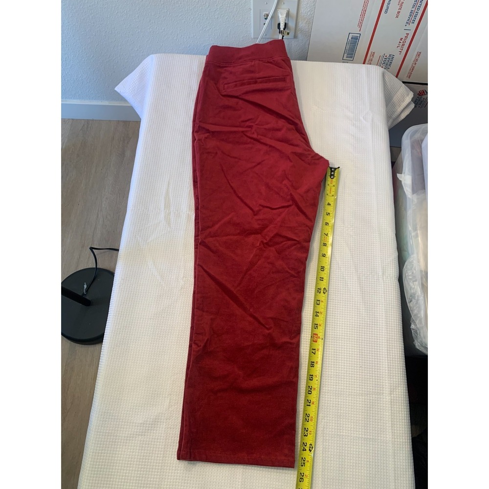 (G-218) Denim & Co Stretch Velvet Pull-On Pants Cranberry Petite Large NWT QVC - Picture 5 of 10